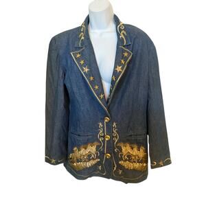 Vintage Adam Douglas Adriann3a Papell Women M Western 3 Button Jacket